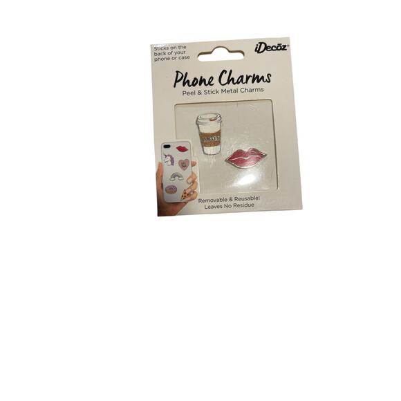 New Coffee & Lips Peel & Stick Metal Phone Charms - Picture 2 of 5
